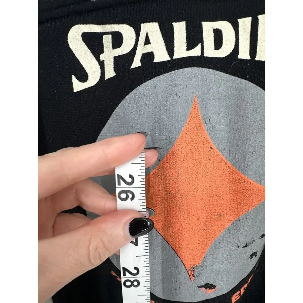 80s Vintage Spalding Sweatshirt Mens Large Gray Black Basketball Zip Rare - Picture 6 of 7